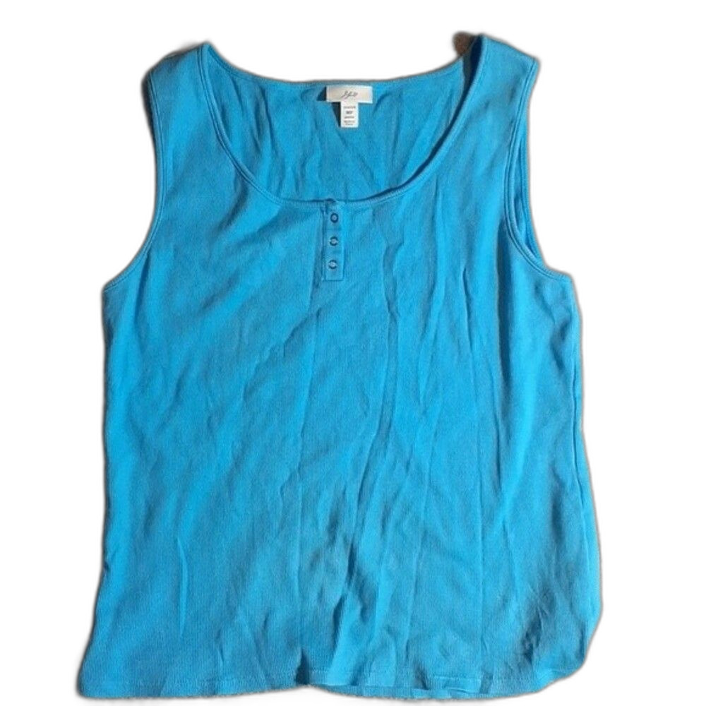 J.Jill tank top medium p m mp turquoise blue shirt cotton stretch summer tank